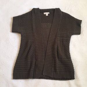 Olive Green Short Sleeve Knit Cardigan